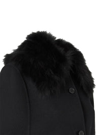 Cappa In Lana Double Con Collo In Pelliccia Women