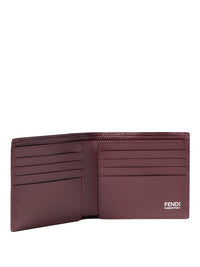 Portafoglio Ff Bi-Fold In Pelle Granata Women