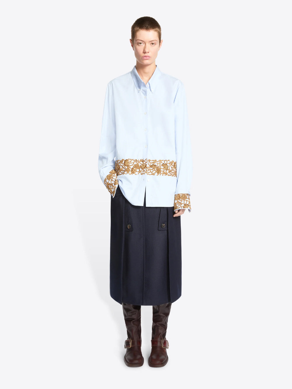 DRIES VAN NOTEN Camicia In Popeline Di Cotone Ricamato Women