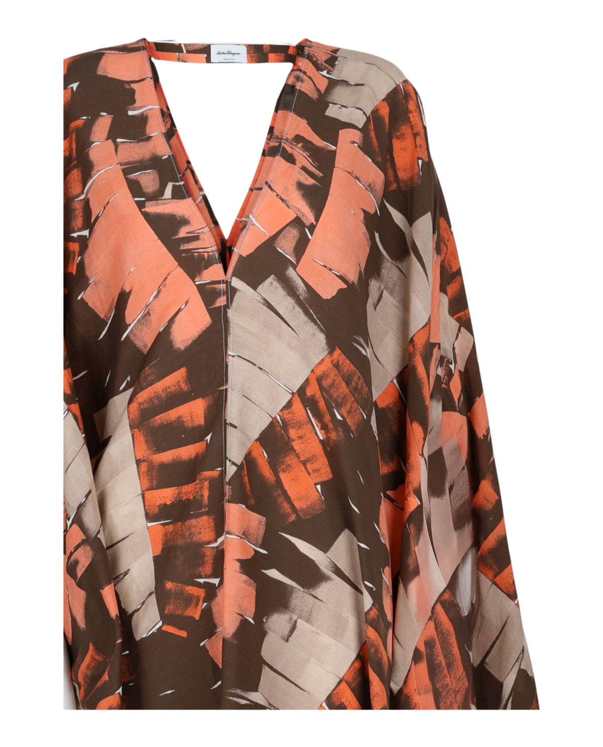 Ferragamo Womens V-Neck Poncho Patterned Dress