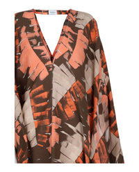 Ferragamo Womens V-Neck Poncho Patterned Dress