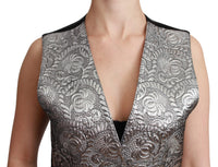 Dolce & Gabbana Dolce & Gabbana Silver Brocade Sleeveless Metallic Women's Top