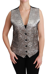 Dolce & Gabbana Dolce & Gabbana Silver Brocade Sleeveless Metallic Women's Top