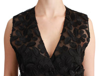 Dolce & Gabbana Dolce & Gabbana Black Floral Brocade Top Gilet Women's Waistcoat