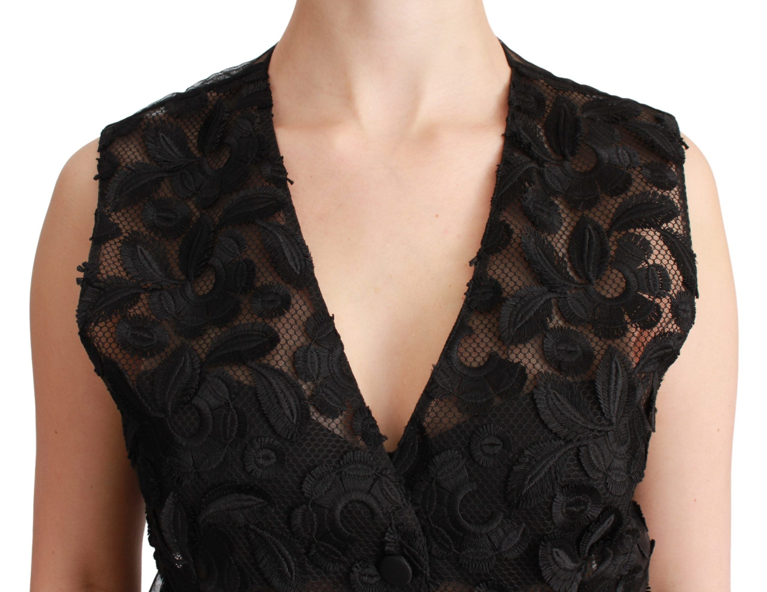 Dolce & Gabbana Dolce & Gabbana Black Floral Brocade Top Gilet Women's Waistcoat