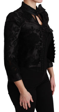 Dolce & Gabbana Dolce & Gabbana Black Floral Jacquard Blazer Silk Women's Jacket