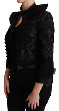 Dolce & Gabbana Dolce & Gabbana Black Floral Jacquard Blazer Silk Women's Jacket