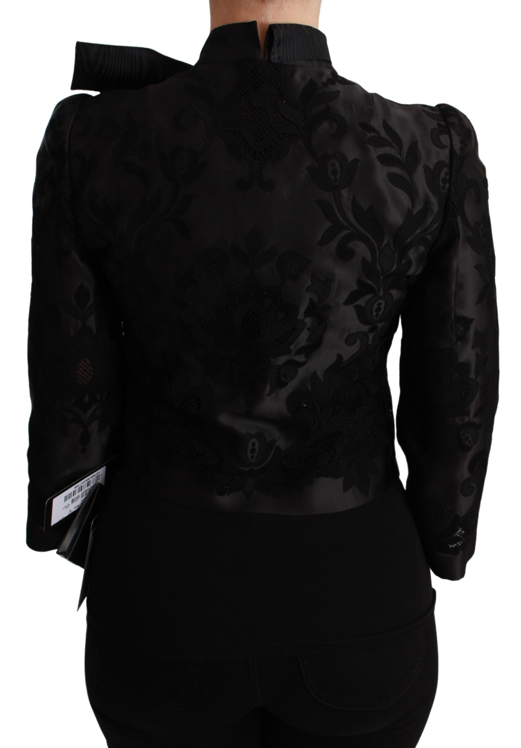 Dolce & Gabbana Dolce & Gabbana Black Floral Jacquard Blazer Silk Women's Jacket