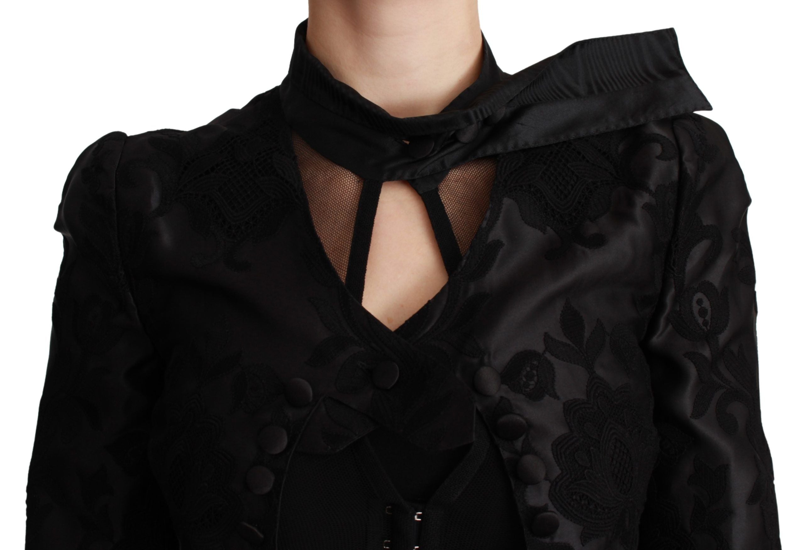 Dolce & Gabbana Dolce & Gabbana Black Floral Jacquard Blazer Silk Women's Jacket