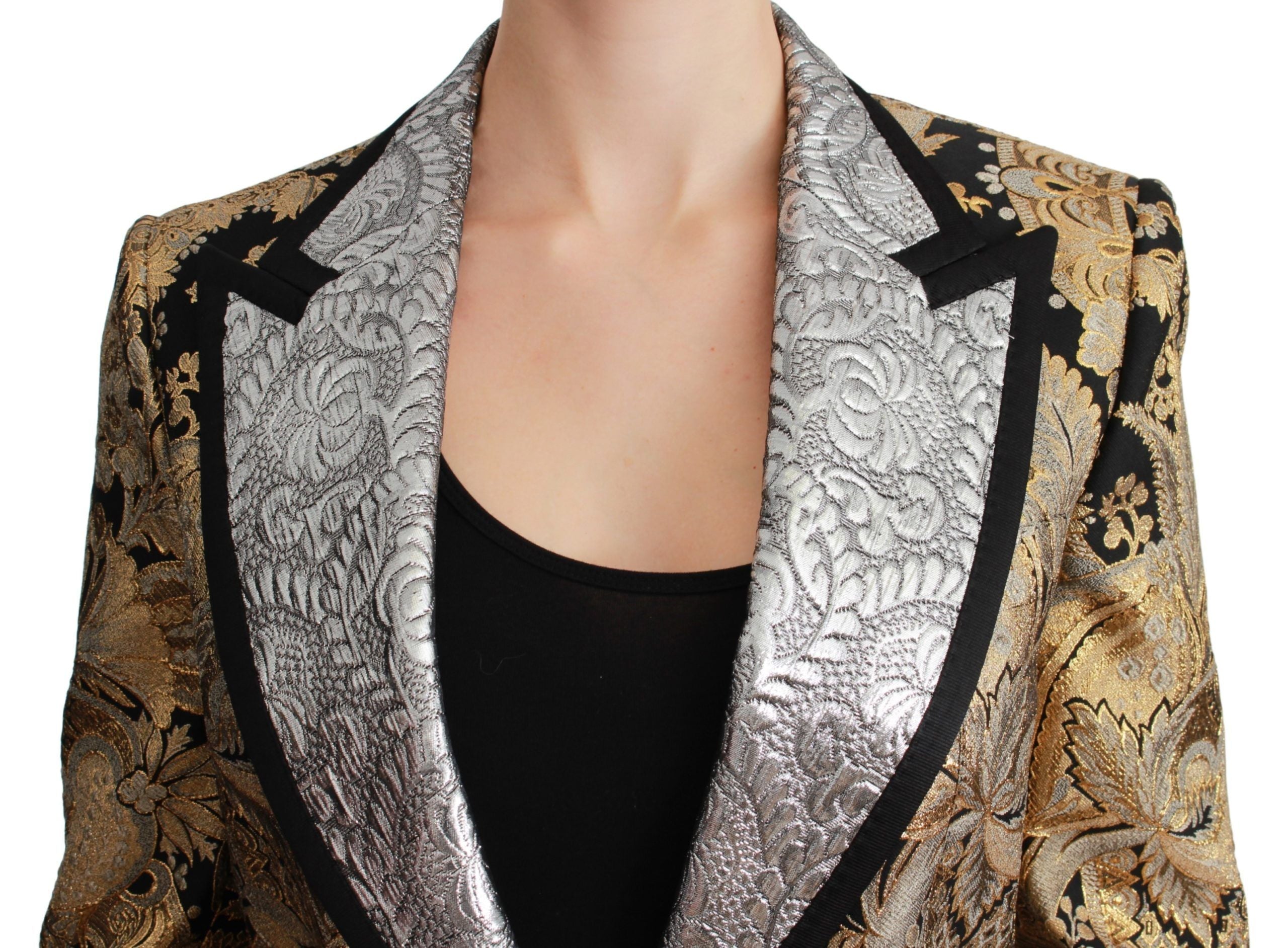 Dolce & Gabbana Dolce & Gabbana Black Gold Jacquard Blazer Women's Jacket