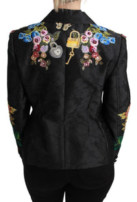 Dolce & Gabbana Dolce & Gabbana Black Brocade Crystal Blazer Women's Jacket