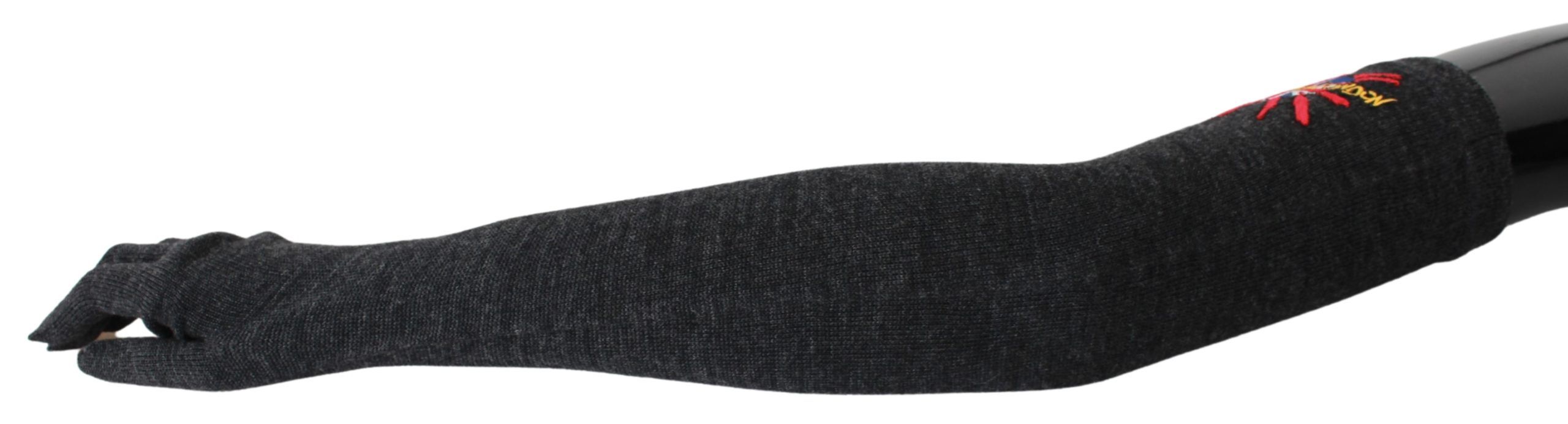 Dolce & Gabbana Dolce & Gabbana Gray #DWomen'sLondon Embroidered Virgin Wool Women's Gloves