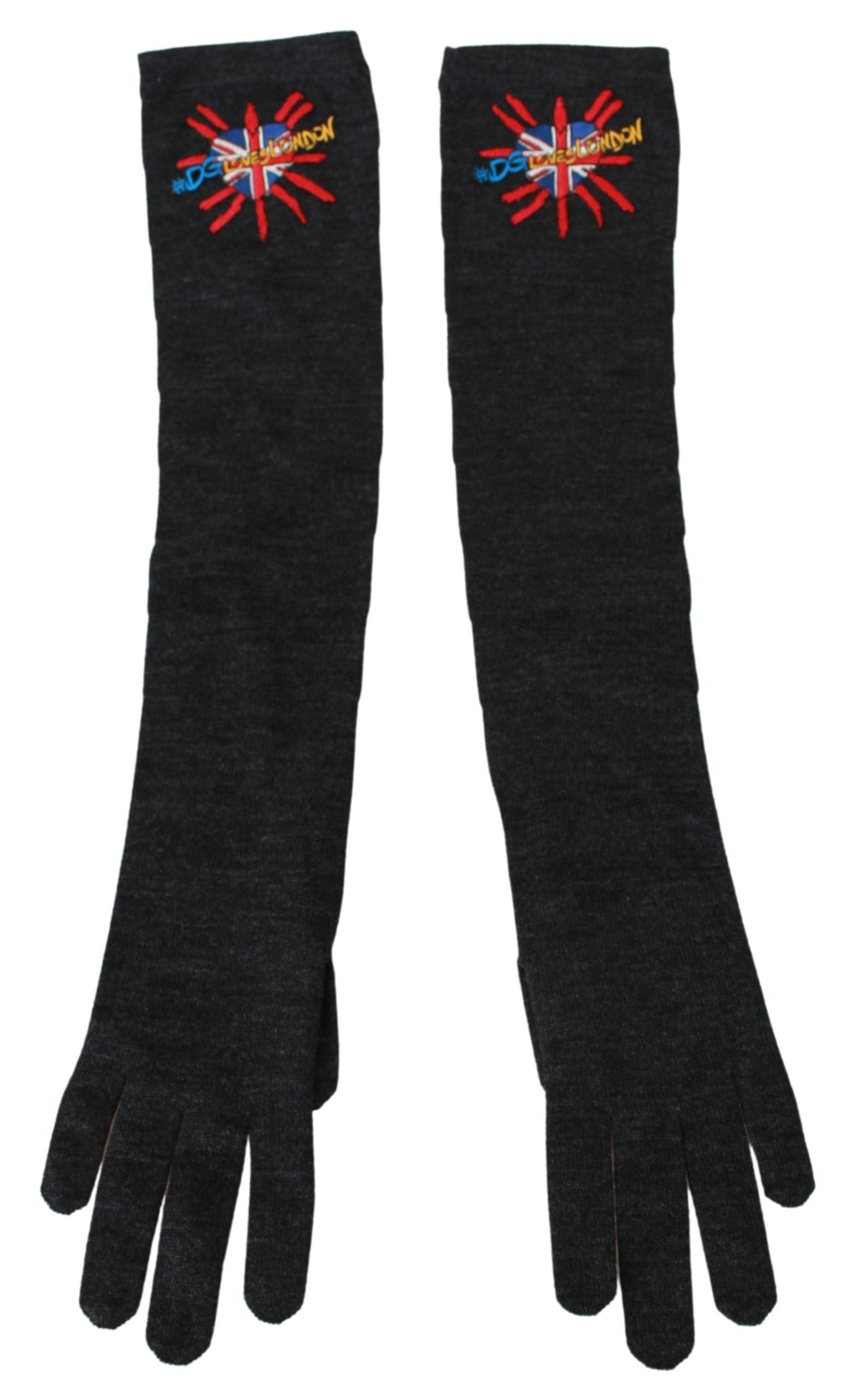 Dolce & Gabbana Dolce & Gabbana Gray #DWomen'sLondon Embroidered Virgin Wool Women's Gloves