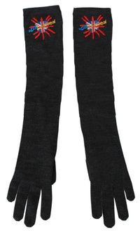 Dolce & Gabbana Dolce & Gabbana Gray #DWomen'sLondon Embroidered Virgin Wool Women's Gloves