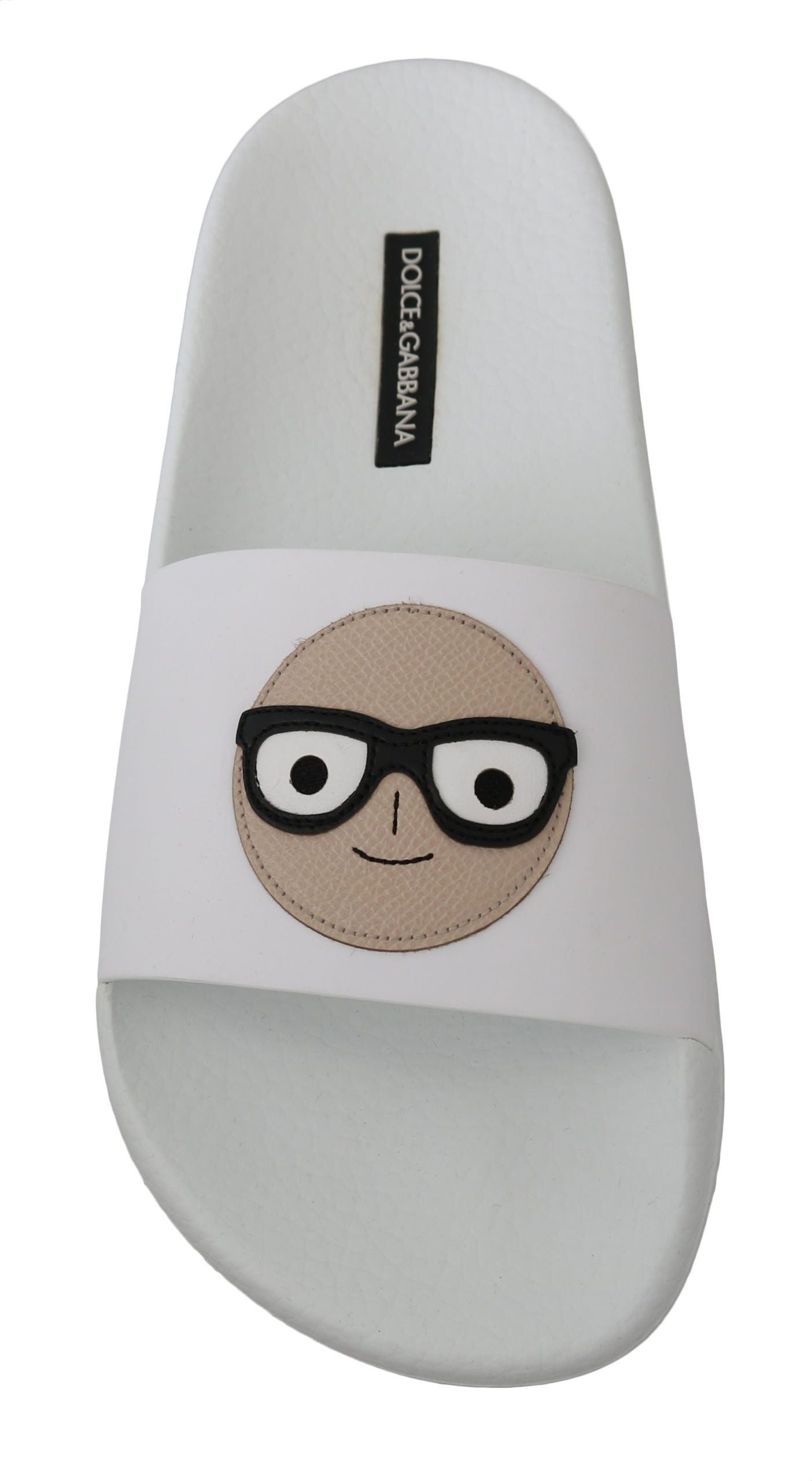 Dolce & Gabbana Dolce & Gabbana White Leather #dgfamily Slides Shoes Women's Sandals