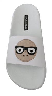 Dolce & Gabbana Dolce & Gabbana White Leather #dgfamily Slides Shoes Women's Sandals
