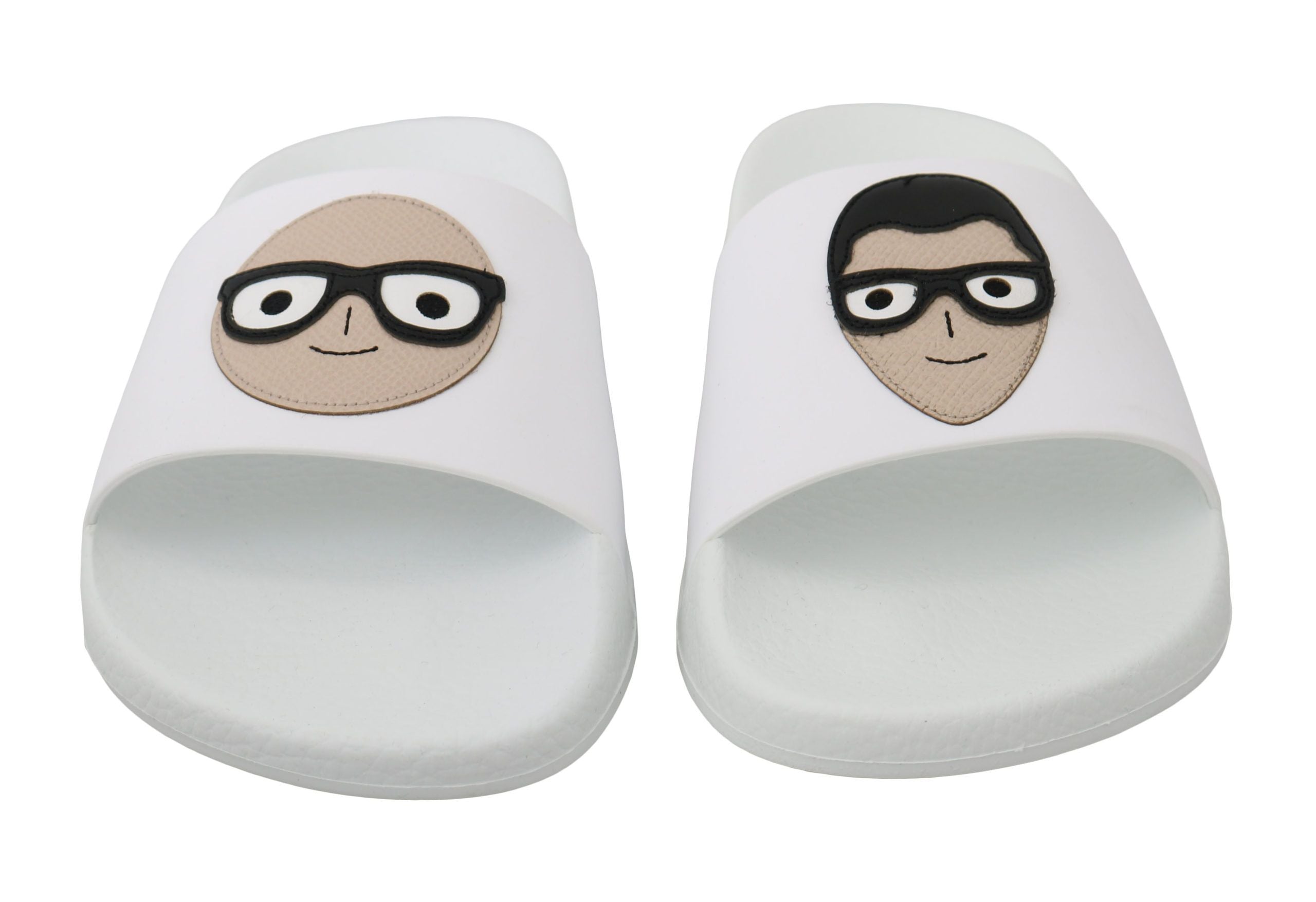 Dolce & Gabbana Dolce & Gabbana White Leather #dgfamily Slides Shoes Women's Sandals