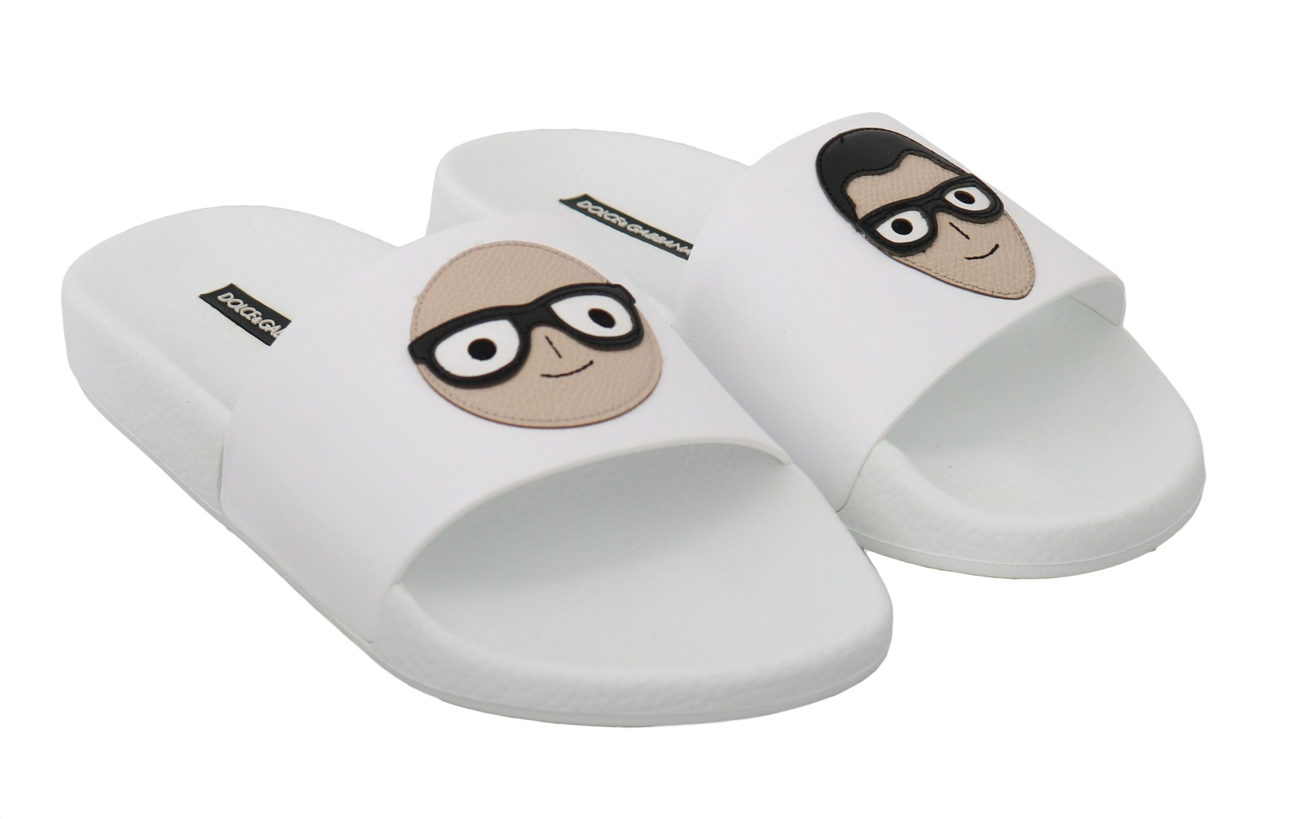 Dolce & Gabbana Dolce & Gabbana White Leather #dgfamily Slides Shoes Women's Sandals