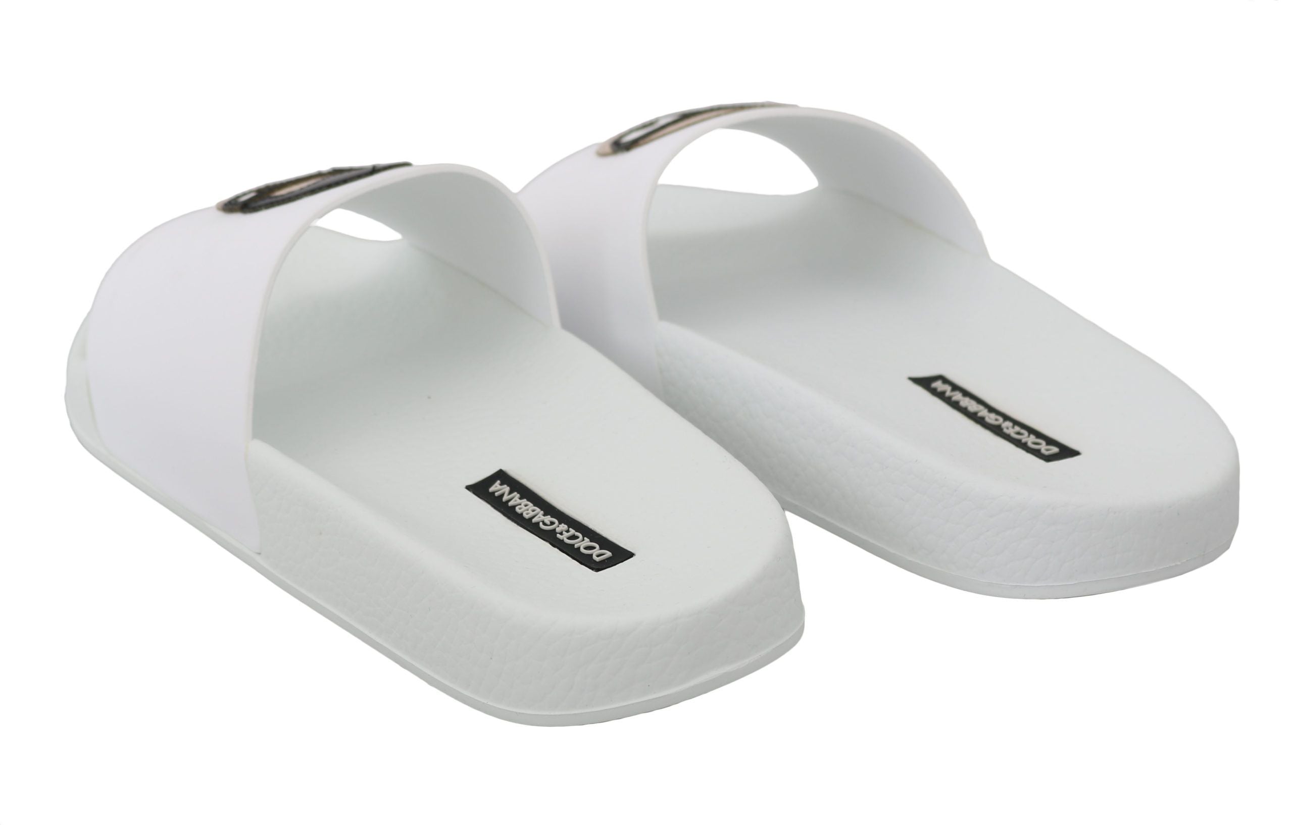 Dolce & Gabbana Dolce & Gabbana White Leather #dgfamily Slides Shoes Women's Sandals