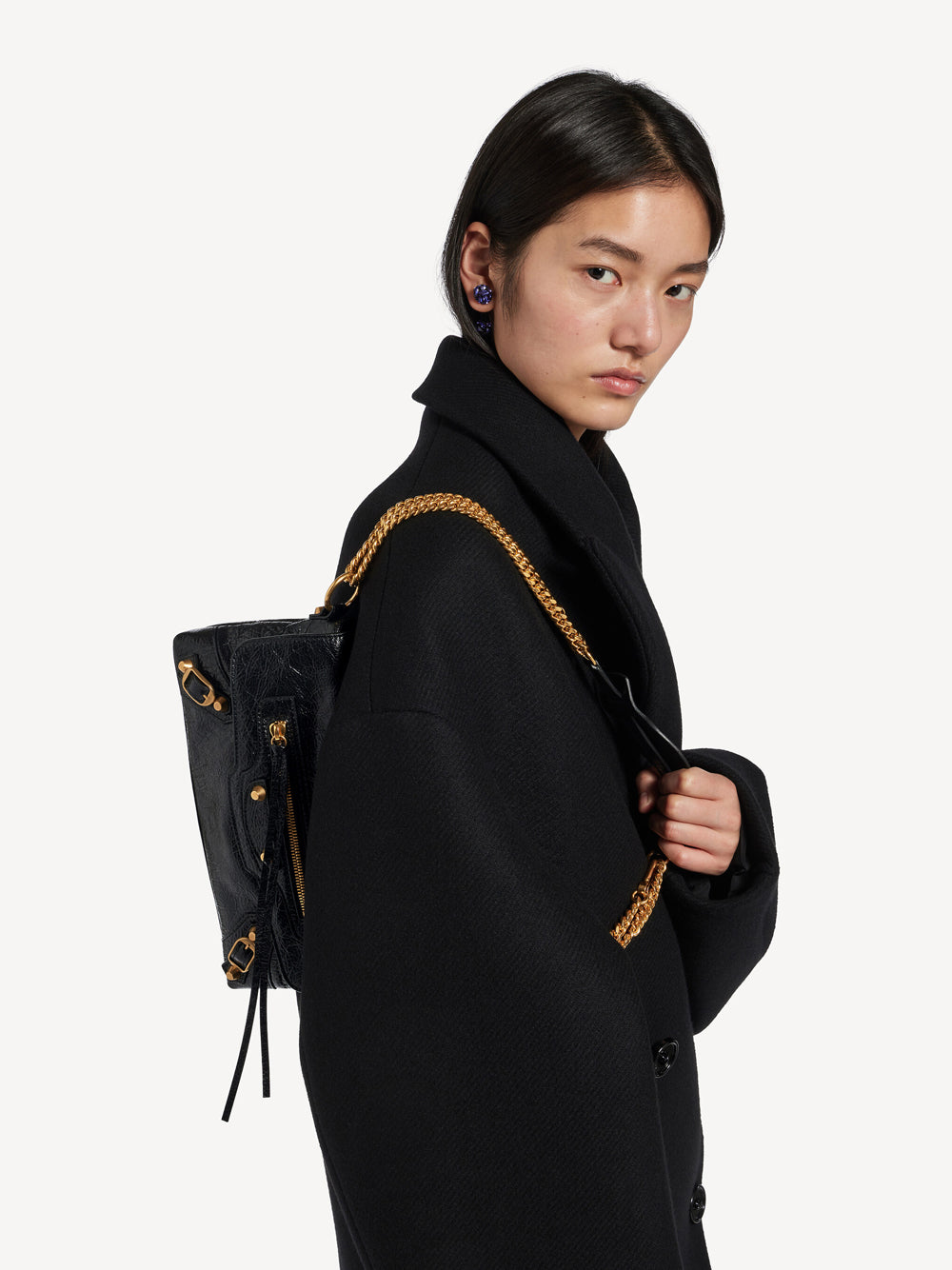 BALENCIAGA Pochette Con Catena "Le City" In Pelle Arena Women