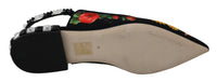 Dolce & Gabbana Dolce & Gabbana Black Floral Crystal Slingbacks Flats Women's Shoes