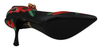 Dolce & Gabbana Black Red Floral Mary Janes Pumps Women's Shoes