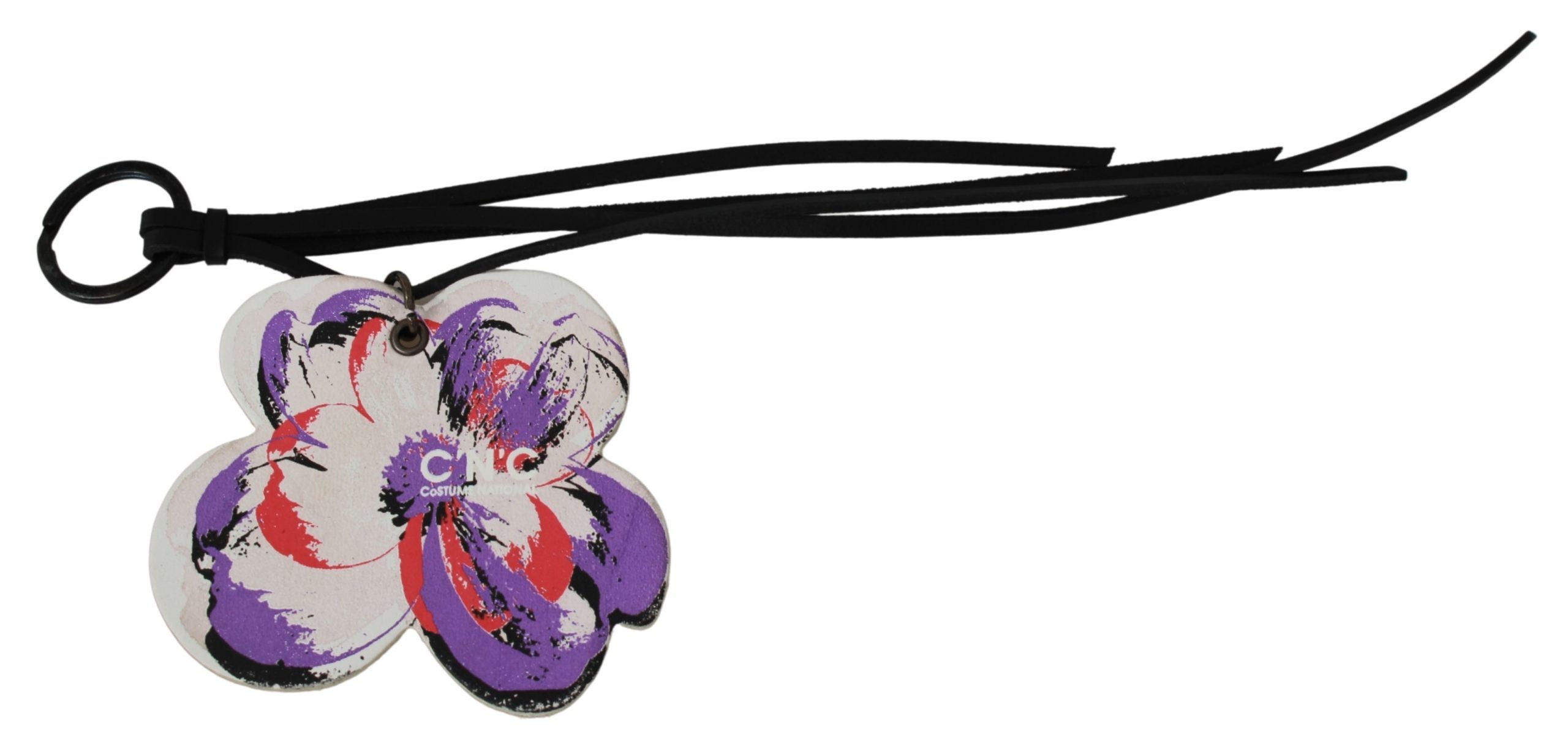 Costume National Costume National White Leather Butterfly Logo Keyring C'N'C Men's Keychain