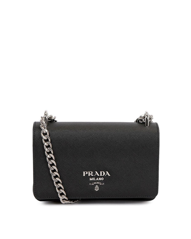 Prada Magnetic Leather Shoulder Bag with Adjustable Strap
