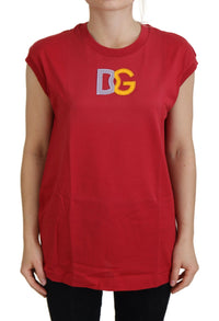 Dolce & Gabbana Women's Red Cotton TShirt with DG Logo