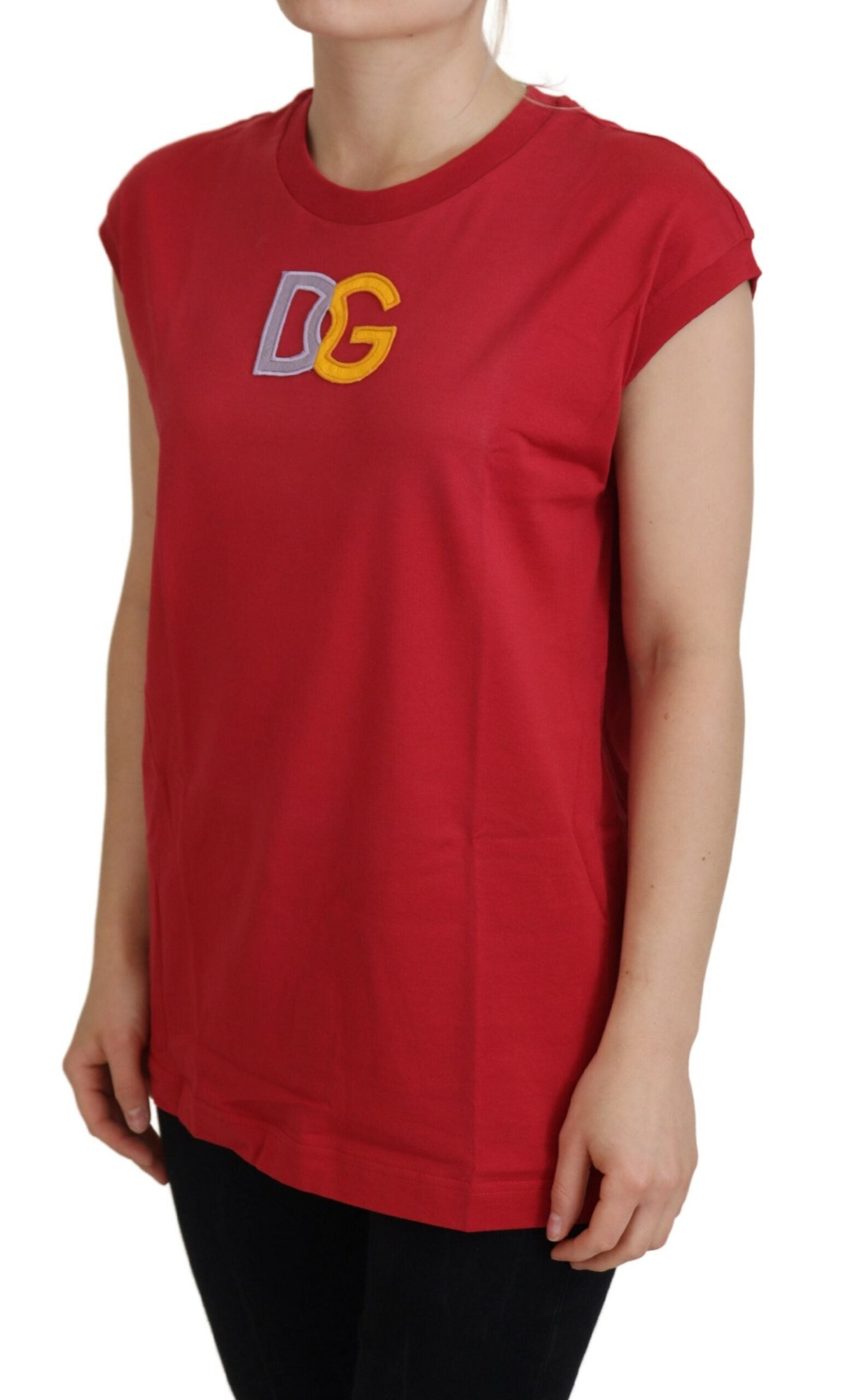 Dolce & Gabbana Women's Red Cotton TShirt with DG Logo