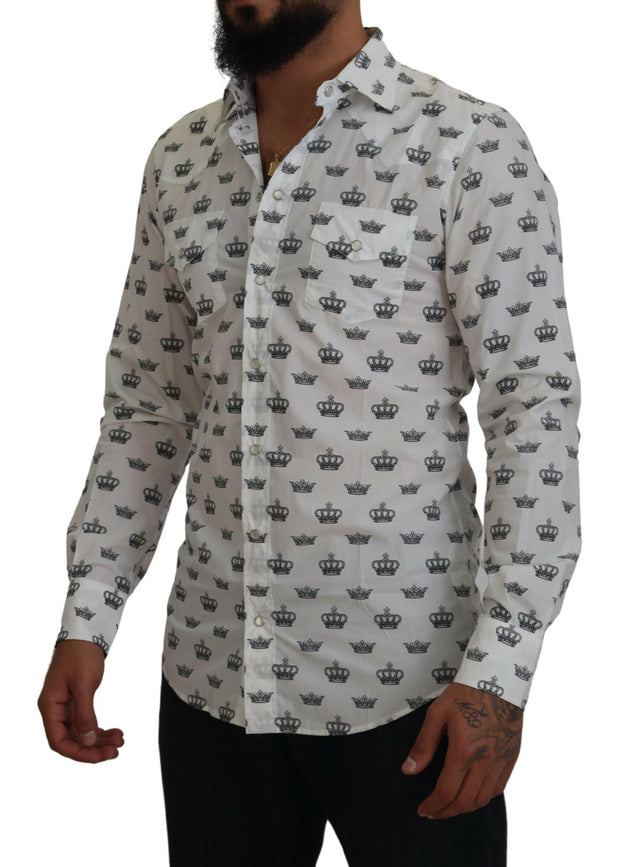 Dolce & Gabbana Crown Print Cotton Shirt