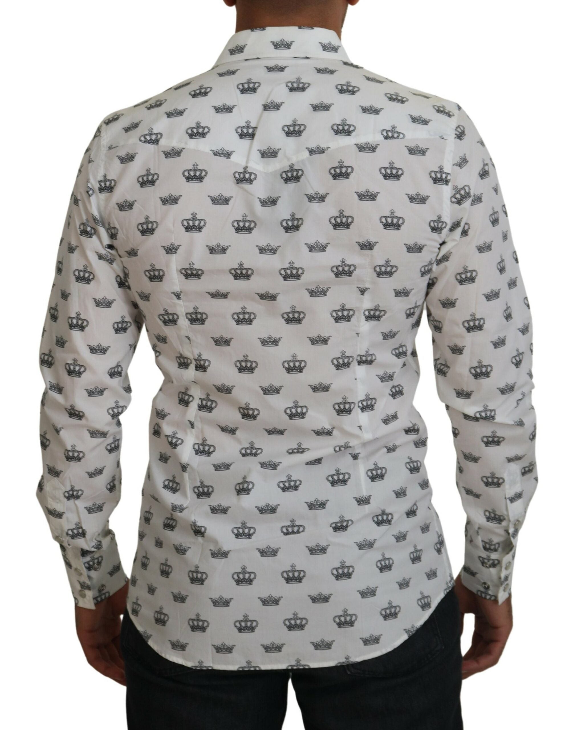 Dolce & Gabbana  Men's Crown Print Cotton Shirt White