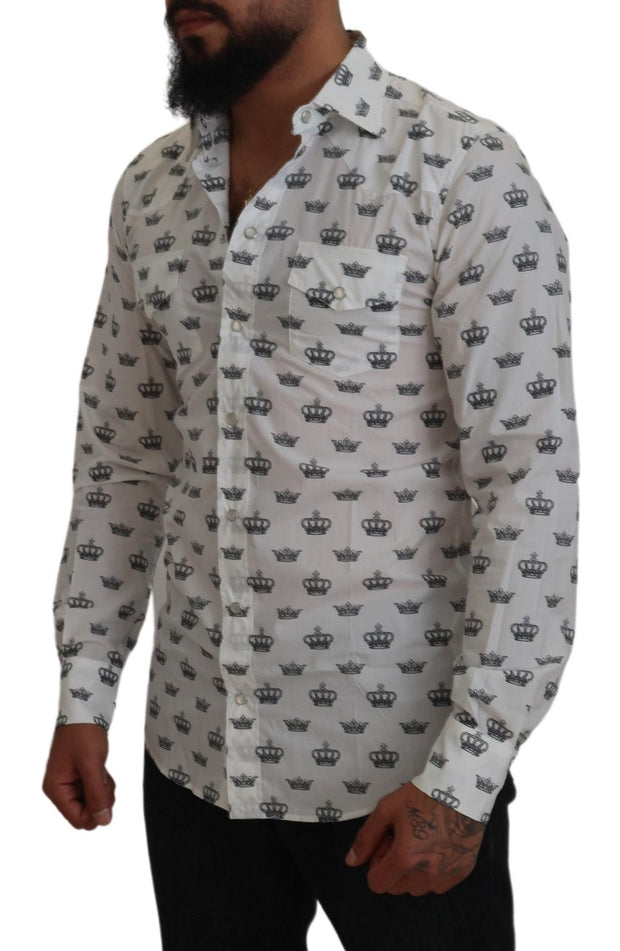 Dolce & Gabbana Crown Print Cotton Shirt