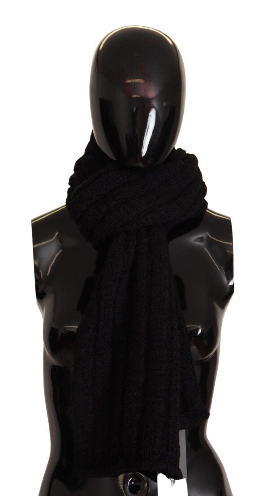 Dolce & Gabbana  Cable Knit Wool Scarf - Black