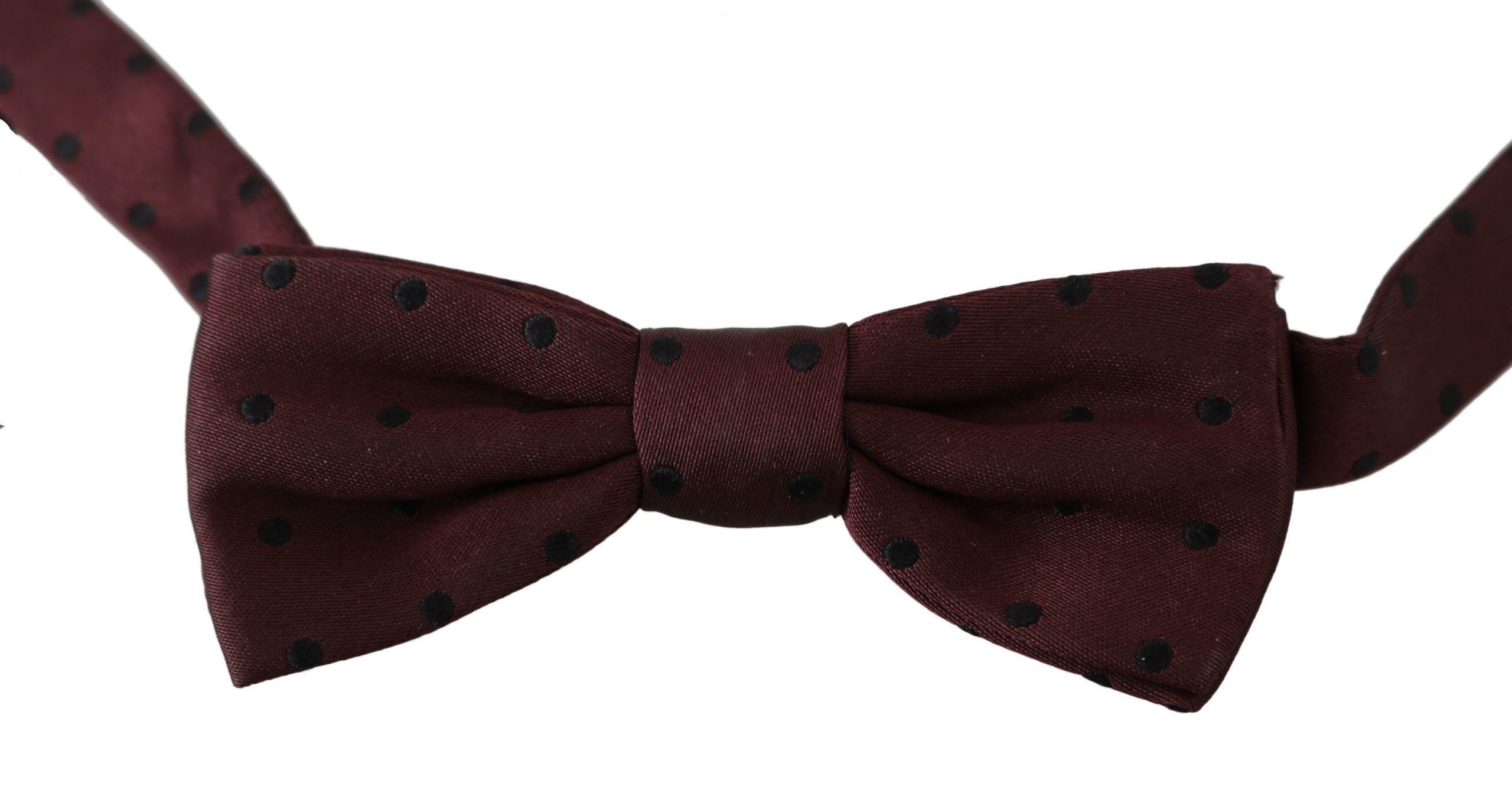 Dolce & Gabbana Burgundy Polka Dot Bow Tie
