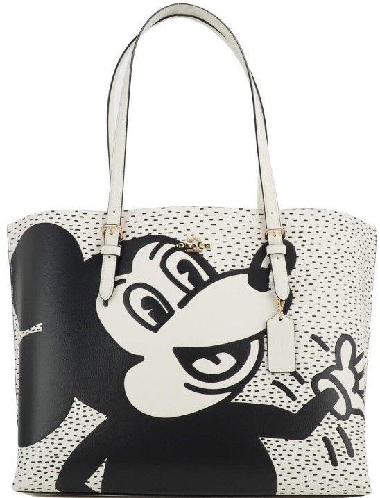 COACH Mickey Mouse Signature Tote Bag BlackWhite C4159