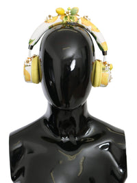 Dolce Gabbana Yellow Lemon Crystal Floral Headset Headphones