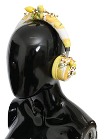 Dolce Gabbana Yellow Lemon Crystal Floral Headset Headphones