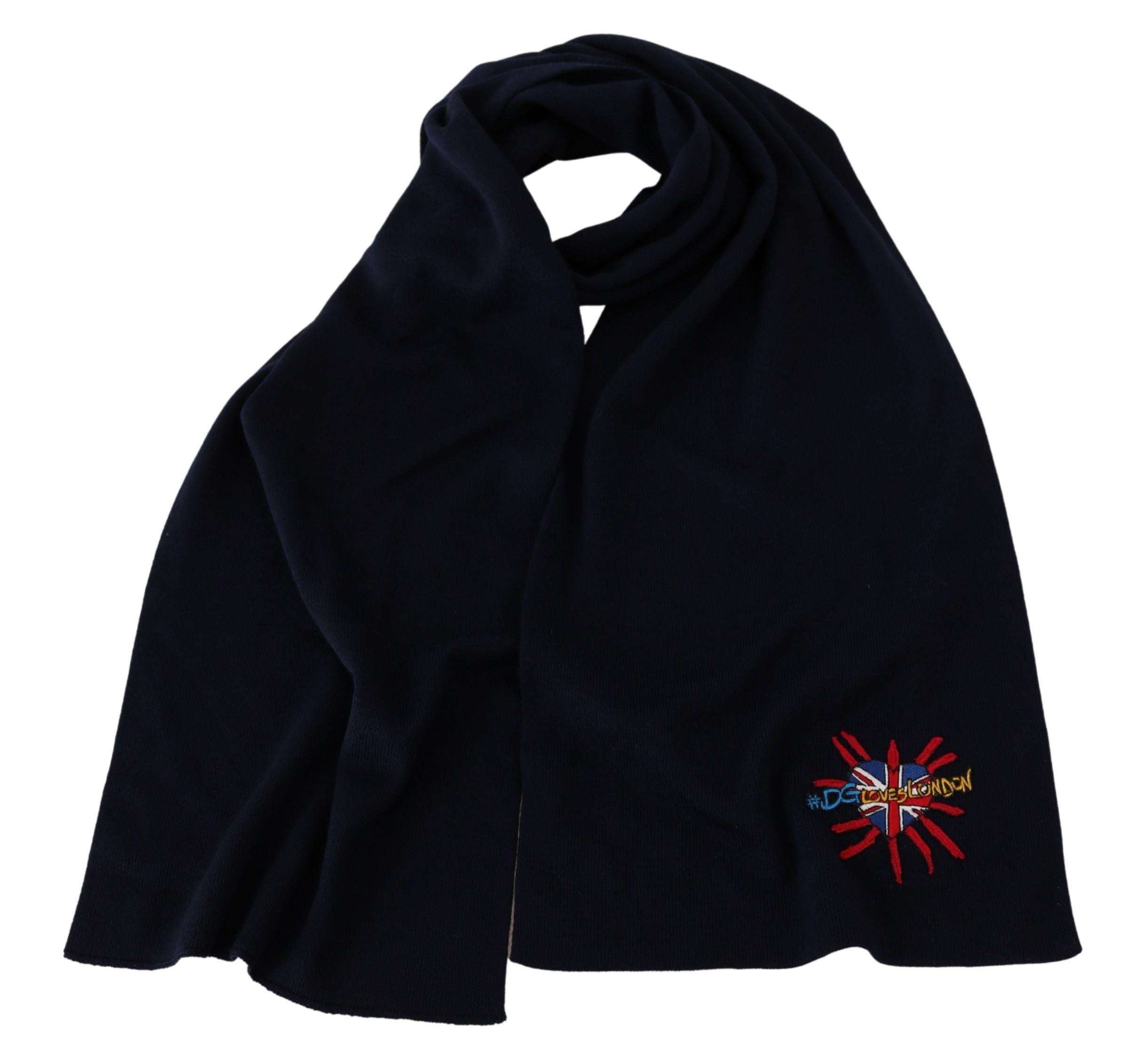 Dolce & Gabbana  Loves London Scarf Navy Blue 100% Wool