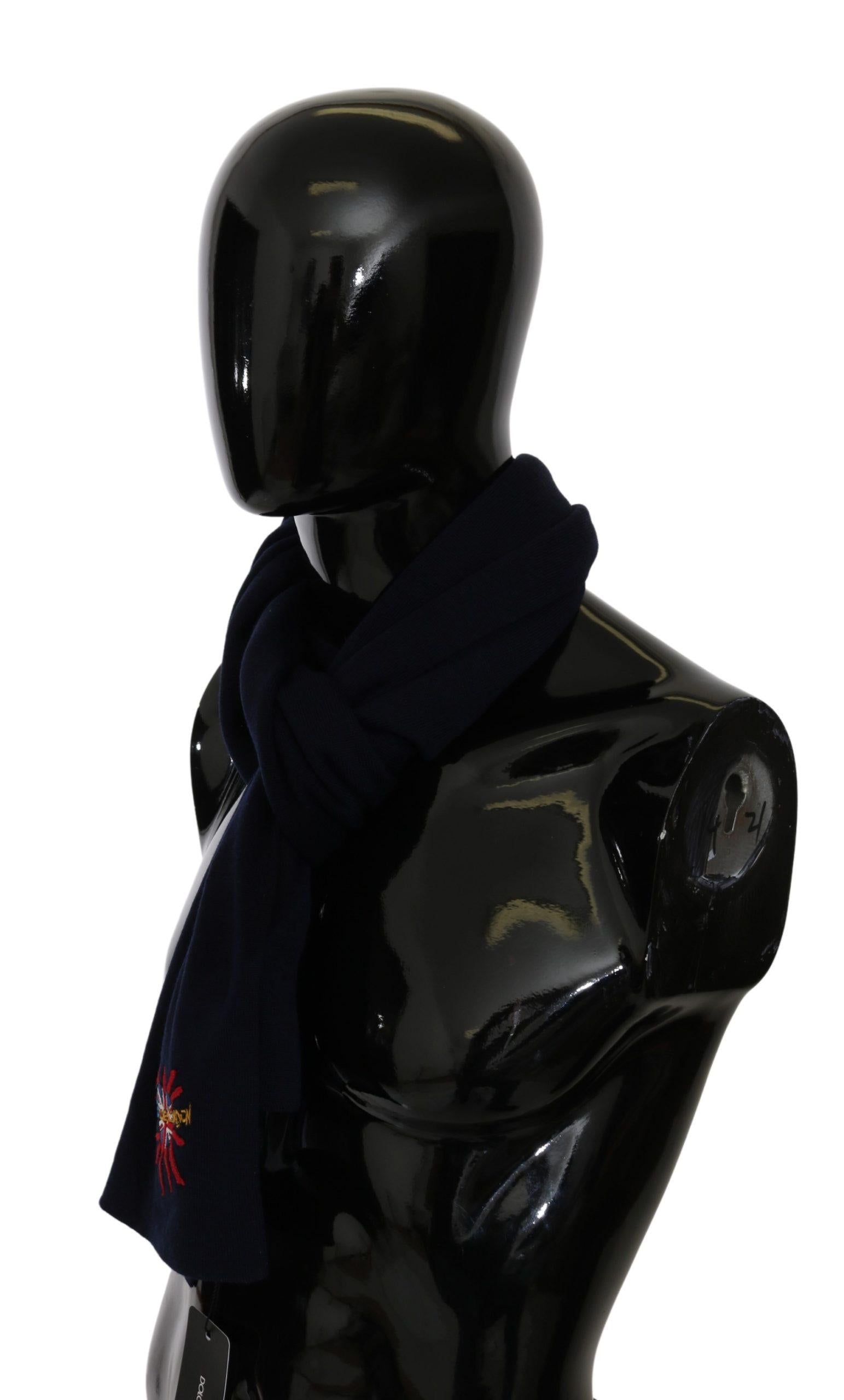Dolce & Gabbana  Loves London Scarf Navy Blue 100% Wool