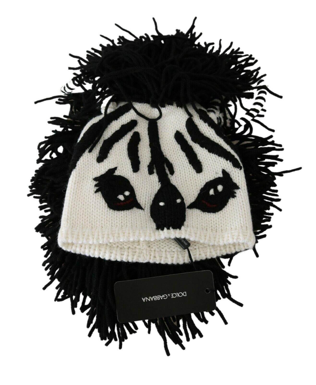 Dolce & Gabbana Zebra Knit Hat One Size blackwhite