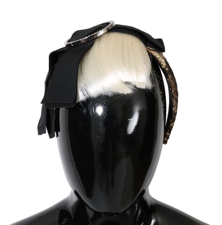 Dolce & Gabbana  Black and Gold Hair Bow Headband with Blonde Hair Piece