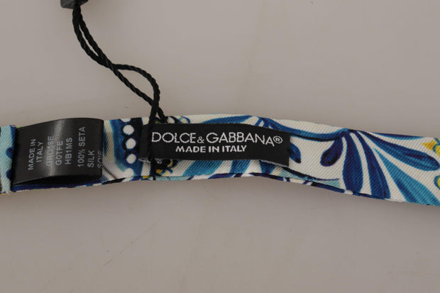 Dolce & Gabbana Majolica Print Adjustable Bow Tie
