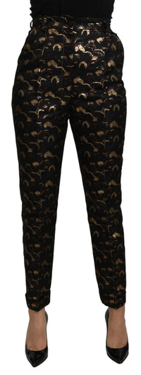 Dolce & Gabbana Black Gold Brocade High Waist Women's Pants