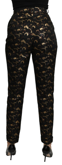 Dolce & Gabbana Black Gold Brocade High Waist Women's Pants