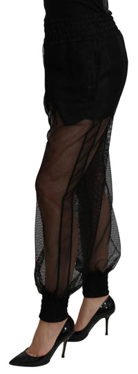 Dolce & Gabbana Black See Through Jogger Polyester Women's Pants