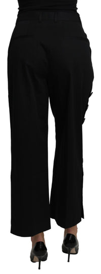 Dolce & Gabbana Black High Waist Cropped Cotton Stretch Women's Pants