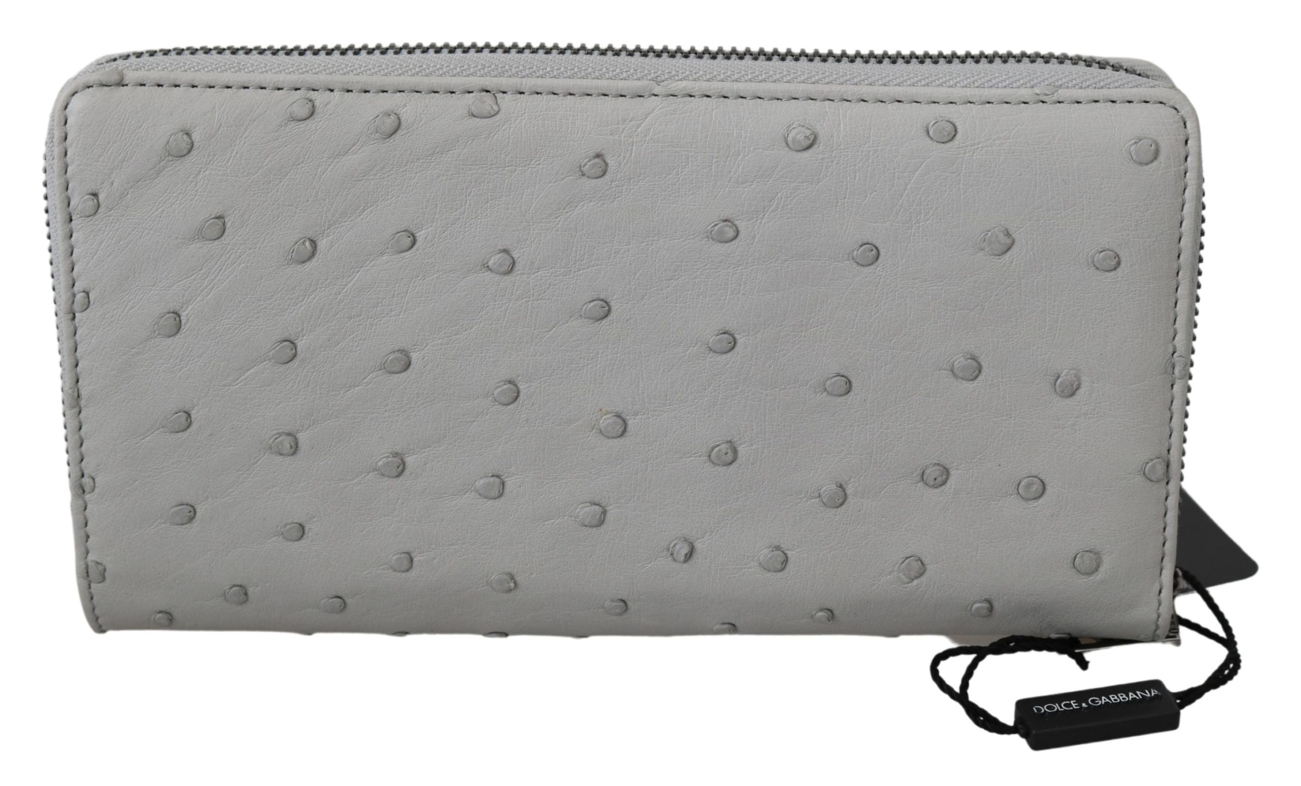 Dolce & Gabbana Dolce & Gabbana White Ostrich Leather Continental Mens Clutch Men's Wallet