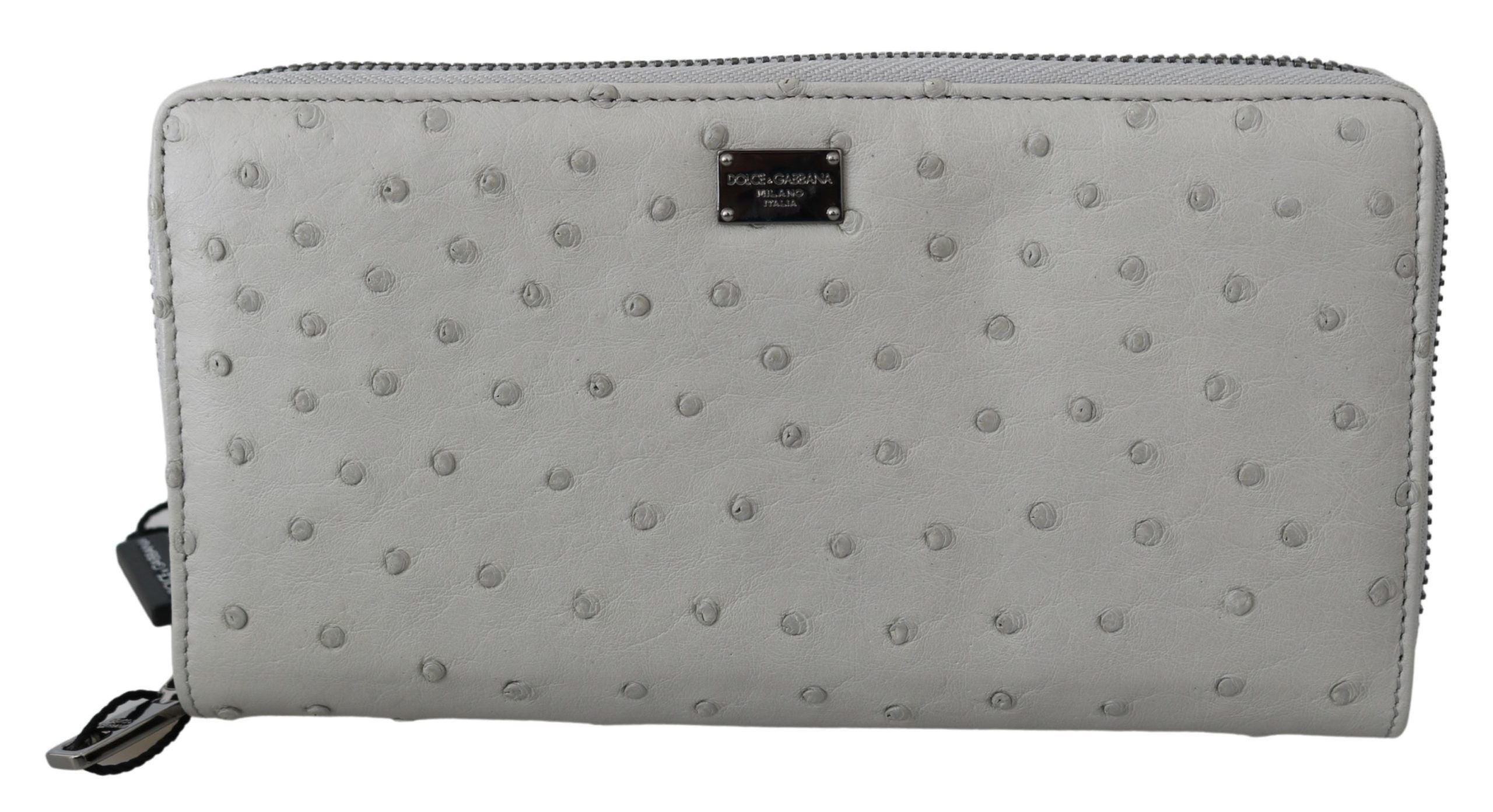 Dolce & Gabbana Dolce & Gabbana White Ostrich Leather Continental Mens Clutch Men's Wallet