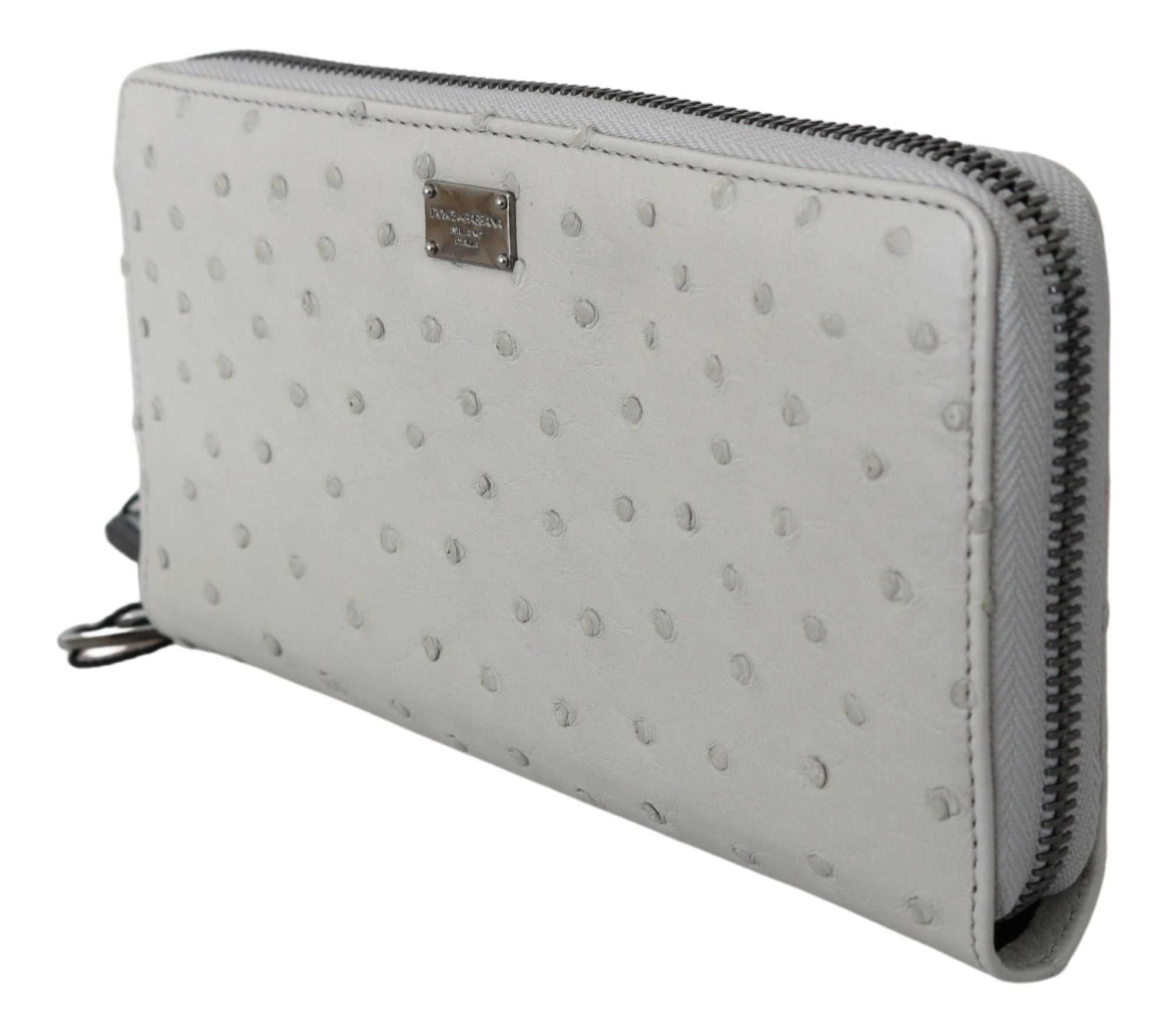 Dolce & Gabbana Dolce & Gabbana White Ostrich Leather Continental Mens Clutch Men's Wallet